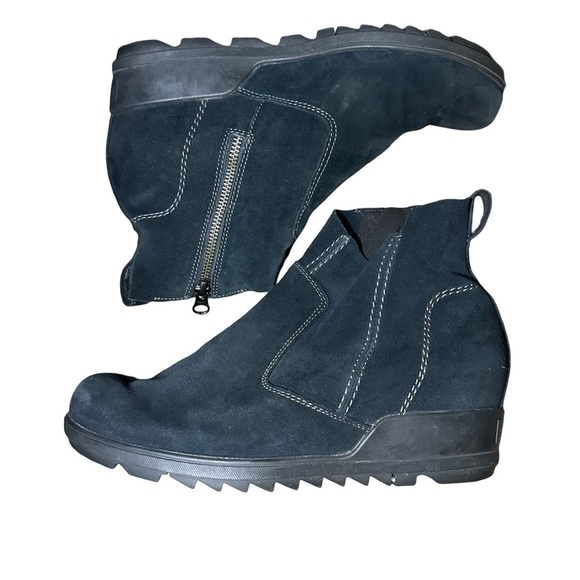 Sorel Women's Evie Bootie Size 9.5 Waterproof Black Suede Zip Wedge Ankle Boots - Picture 4 of 7